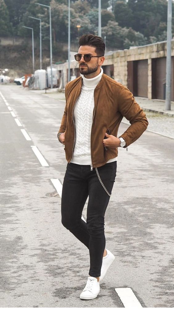 casual masculine outfits with bomber jacket