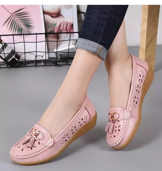 leather summer flat shoes for women's footwear