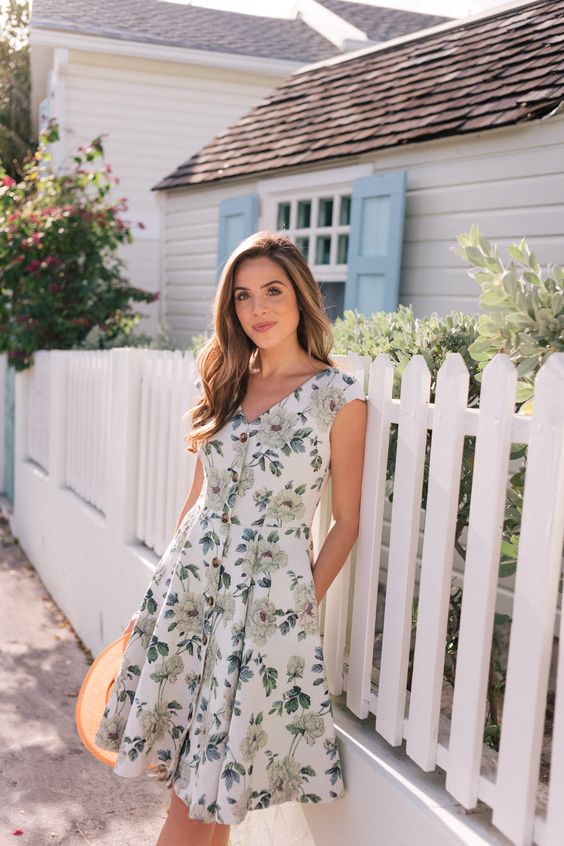 printed floral midi dress for spring