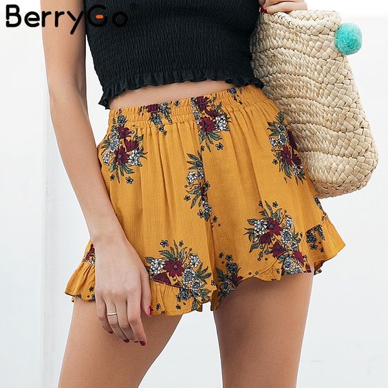 floral-printed shorts for summer vacation