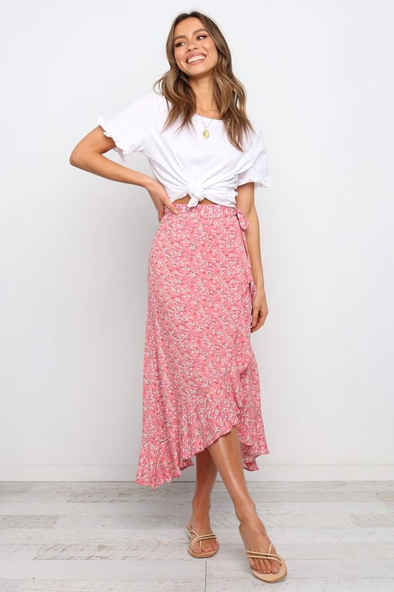 floral midi skirt for spring