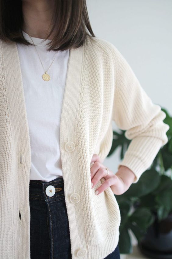 cotton cardigan for spring capsule wardrobe