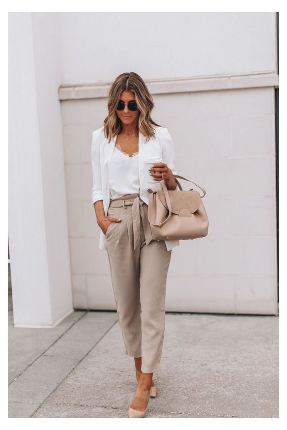 earthy color office outfits in spring