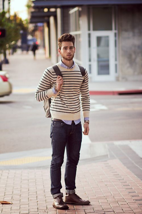 stripped sweatshirt and jeans