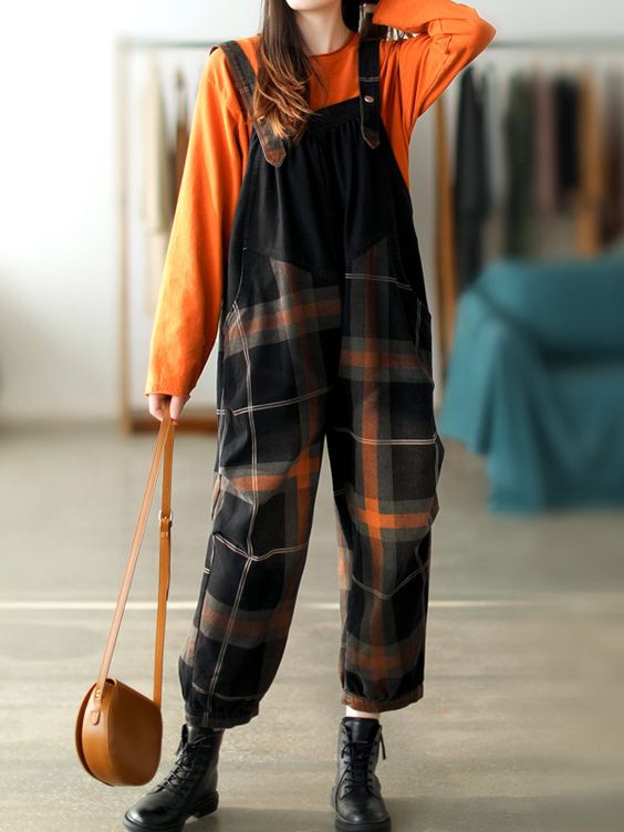 vintage plaid overall