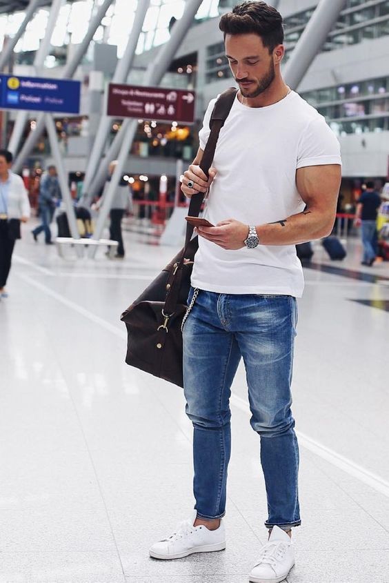 white tee in men's basic wardrobe