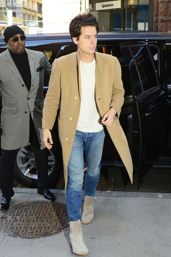 cole sprouse neutral color tone outfit