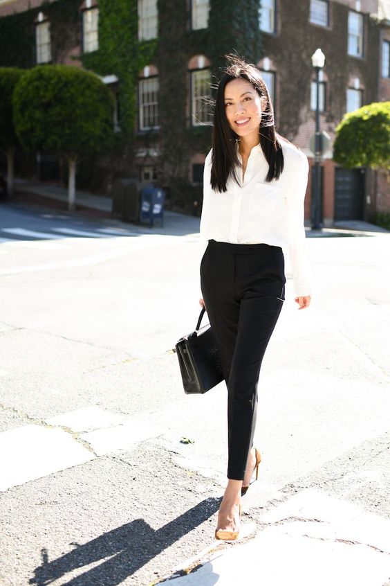 black trouser for casual business outfit idea