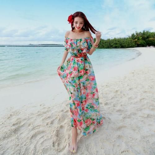 beautiful floral beach long dress