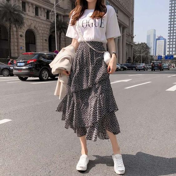 midi skirt for summer travel wardrobe idea