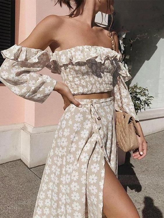 floral split dress for summer fashion look