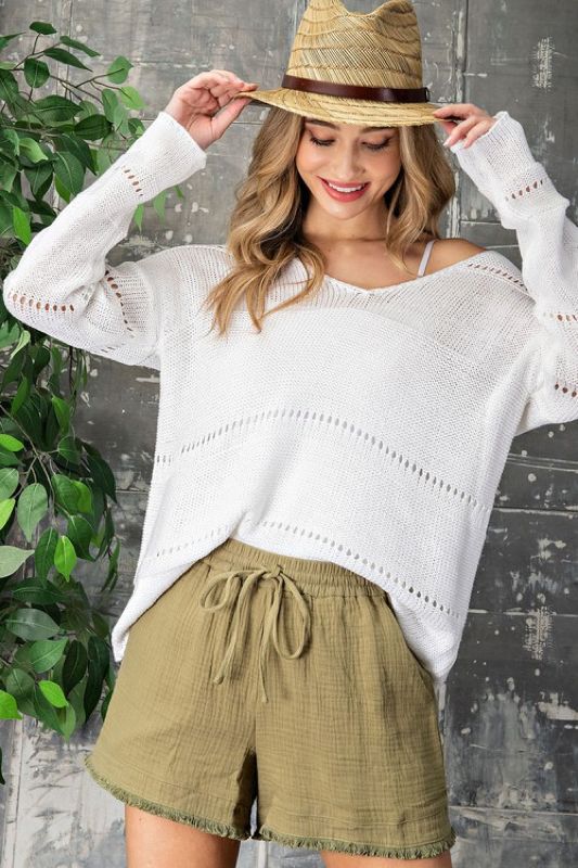 white knit sweater for summer night outfit style