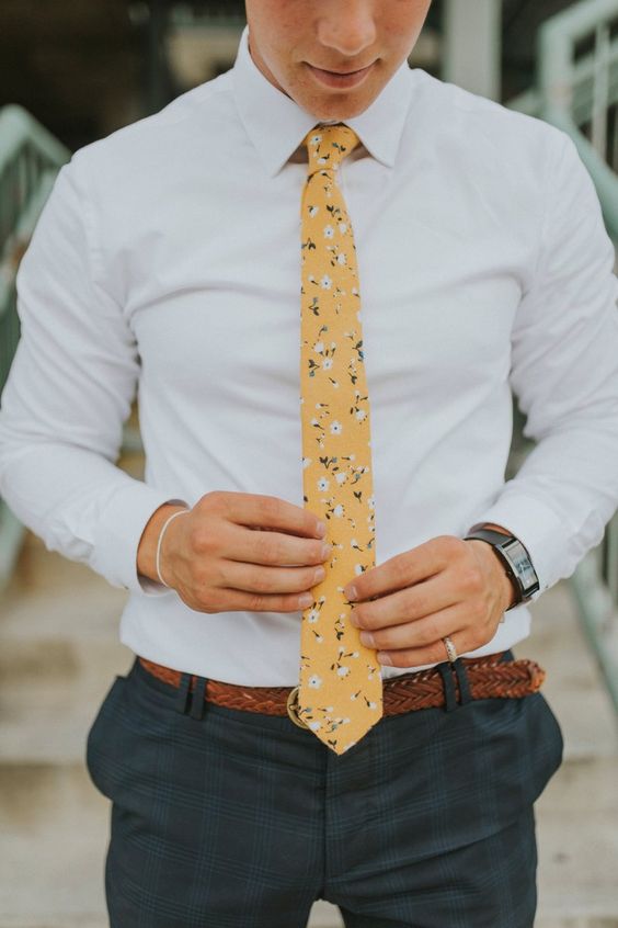 Floral tie accessory for summer wedding guest