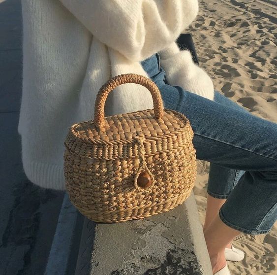 straw basket handbag French style