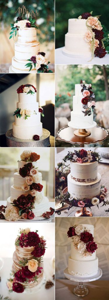 beach burgundy beach wedding cake