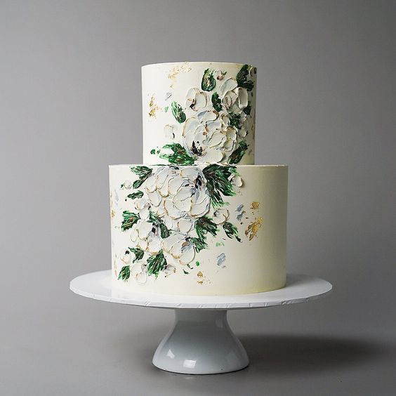 green-hued beach wedding cake