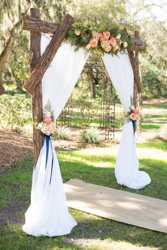 Rustic themed garden wedding decor