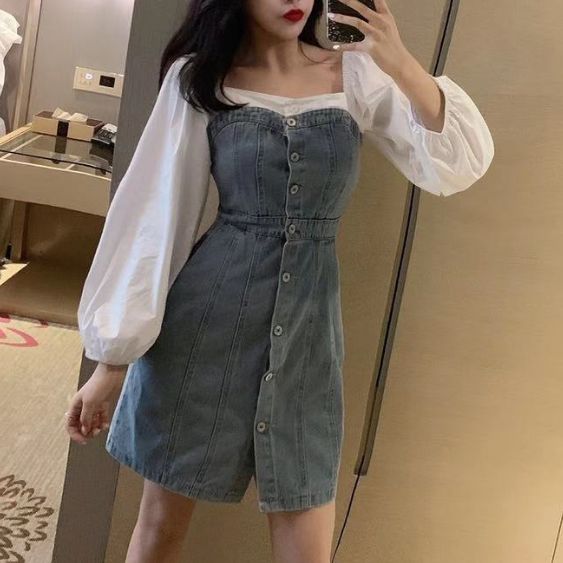 denim dress Korean style