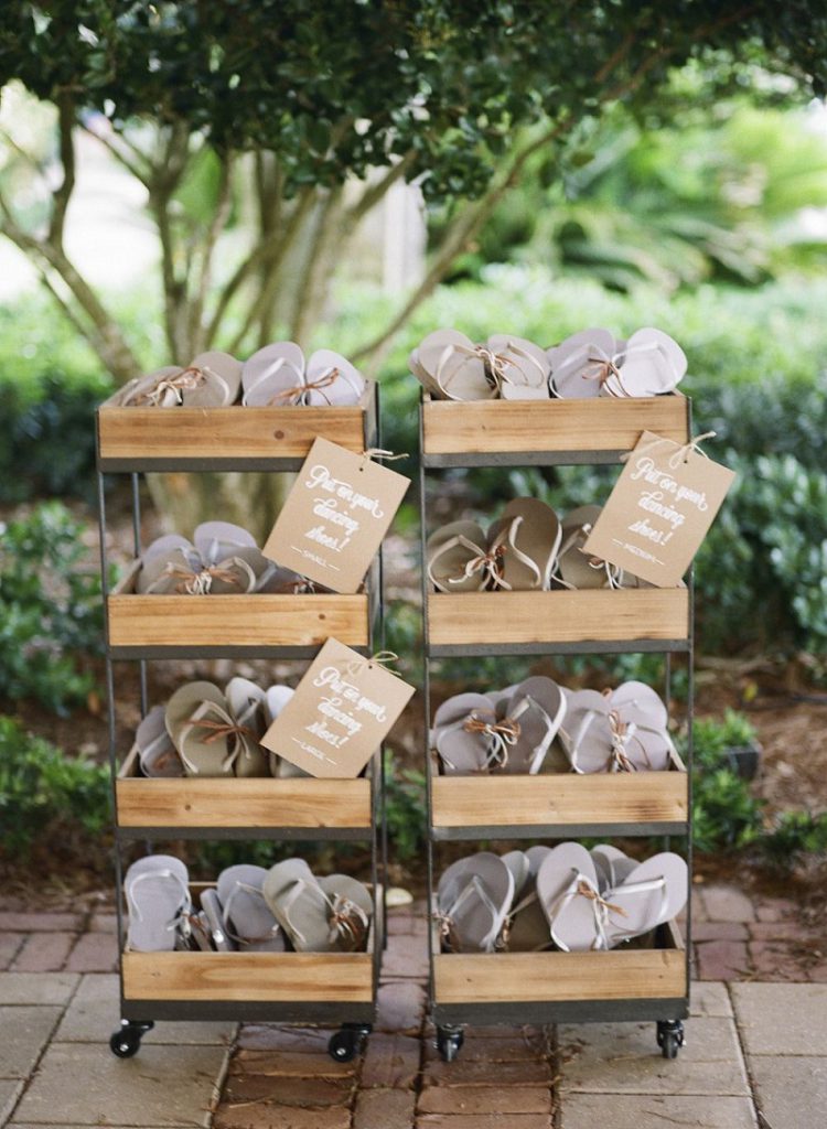 summer wedding favor idea with sandals