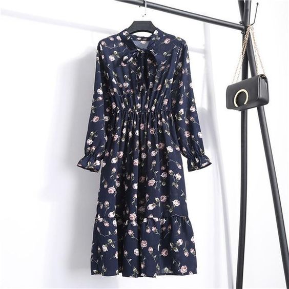 Korean vintage loose dress style